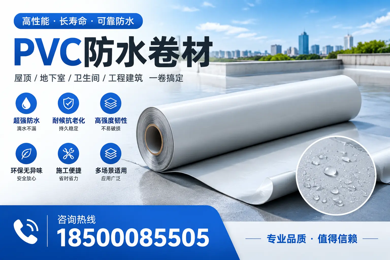 PVC防水卷材的防水效果评测,适合延安的科学依据